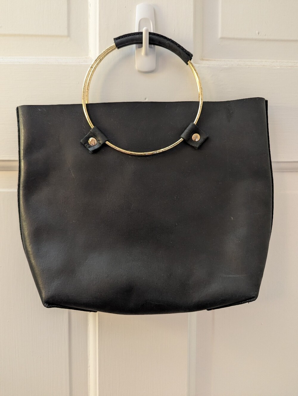 Anthropologie Black Tribe Alive Suede Lux Handbag Gold Handles